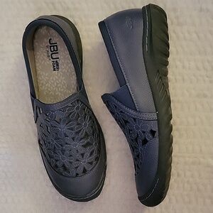 JBU by Jambu heather blue cutout floral flats rubber sole Memory Foam 7.5M EUC.…